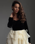 Stunning Black-White Contrast Dress - Maelle Paris