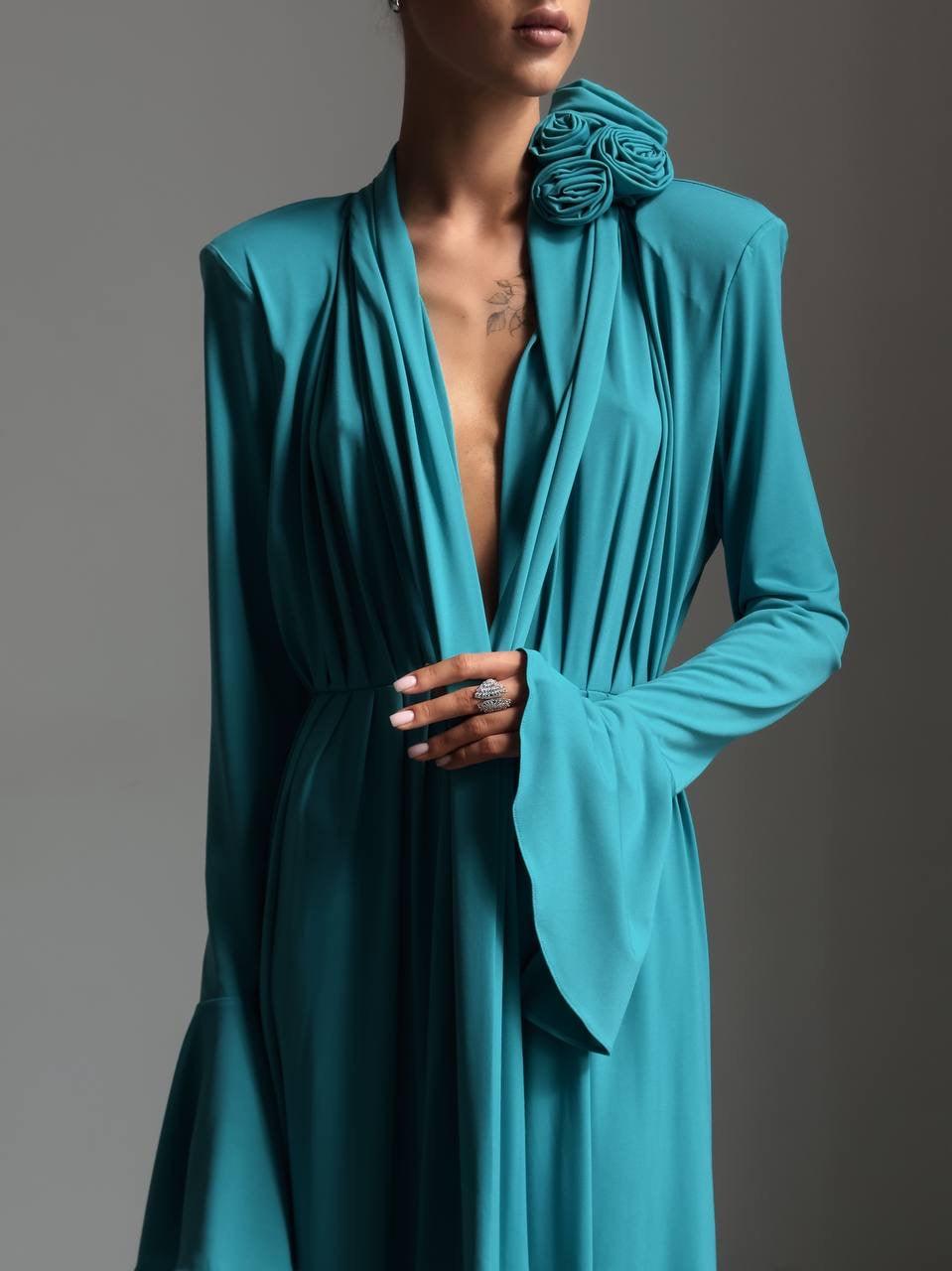 Elegant Turquoise Maxi Dress - Maelle Paris