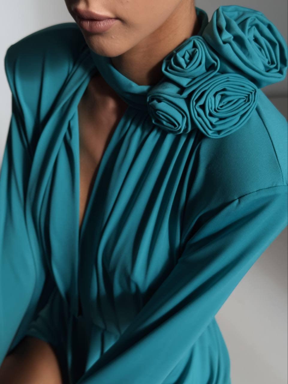 Elegant Turquoise Maxi Dress - Maelle Paris