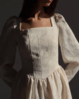 Elegant Square Neck Midi Dress - Maelle Paris