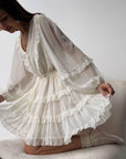 Elegant Ruffled White Mini Dress - Maelle Paris