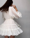 Elegant Ruffled White Mini Dress - Maelle Paris