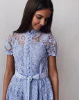 Elegant Lace Lilac Midi Dress - Maelle Paris