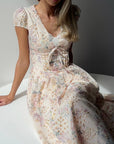 Robe midi fleurie façon corset
