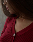 Robe midi boutonnée en maille côtelée