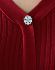 Robe midi boutonnée en maille côtelée