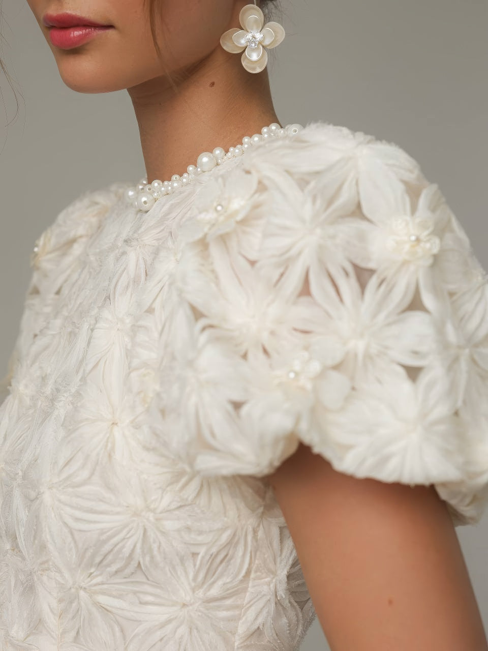 Vestido corto con textura Fleur