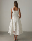 Abito midi in jacquard bianco