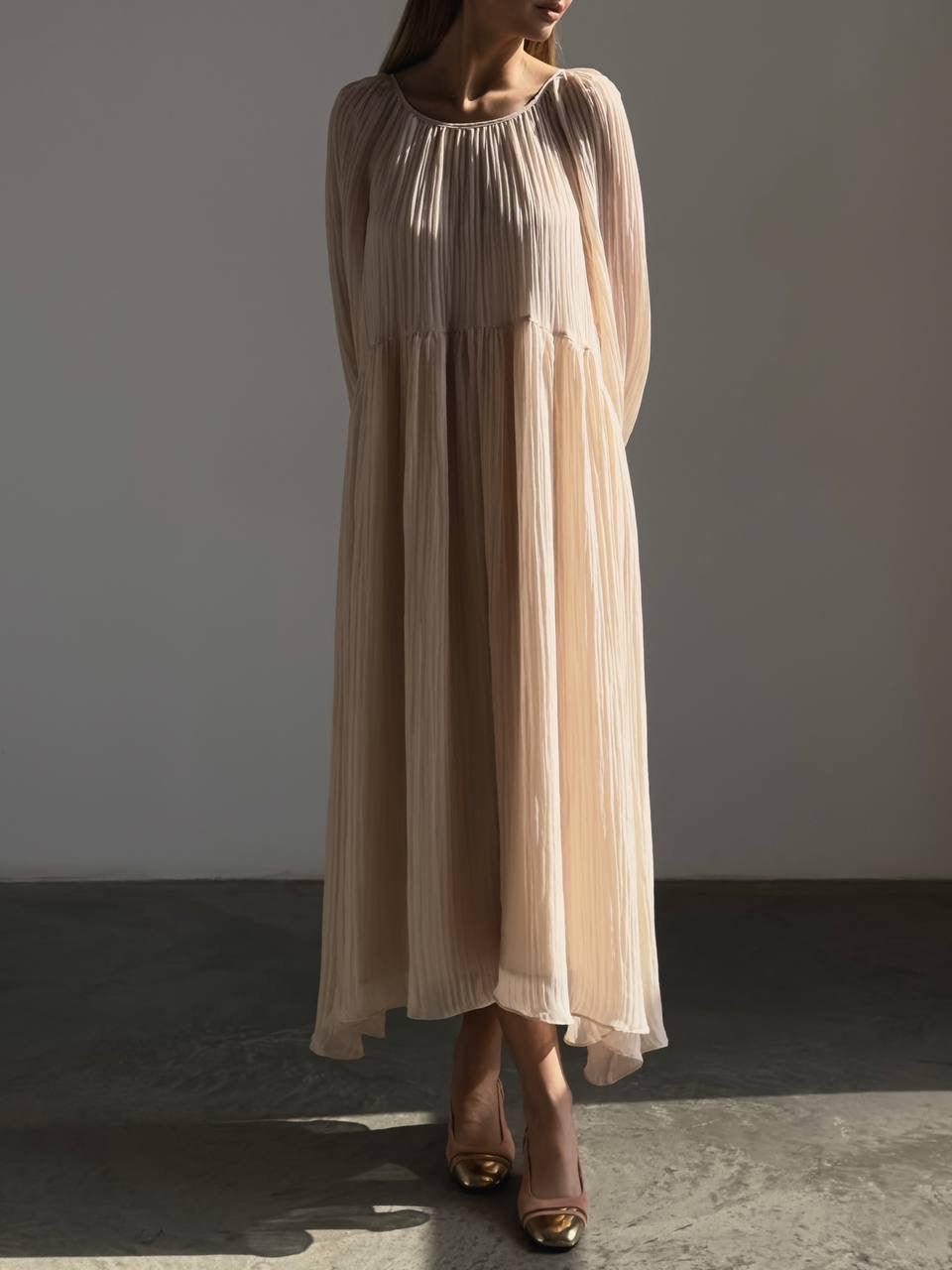 Ethereal Breeze Pleated Maxi Dress.