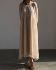 Ethereal Breeze Pleated Maxi Dress.