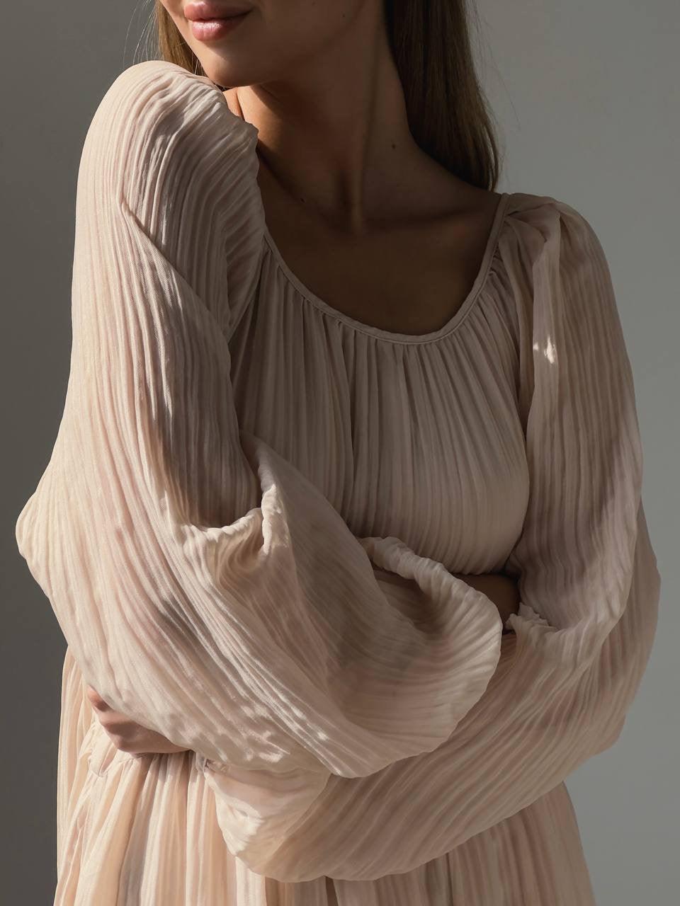 Ethereal Breeze Pleated Maxi Dress.