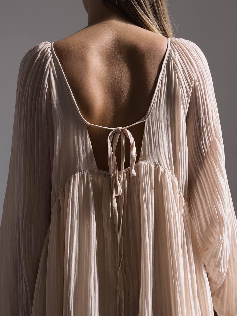Ethereal Breeze Pleated Maxi Dress.