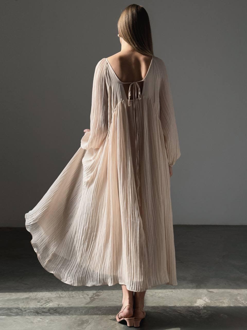 Ethereal Breeze Pleated Maxi Dress.