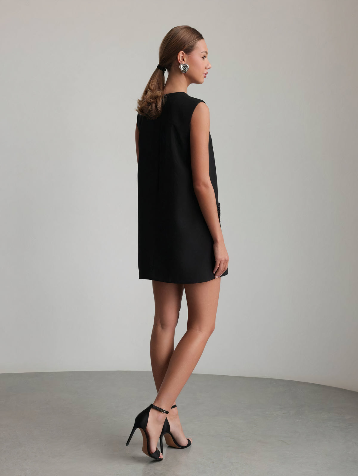 Noir Bloom Mini Dress