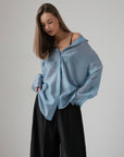 Chemise en soie bleu ciel