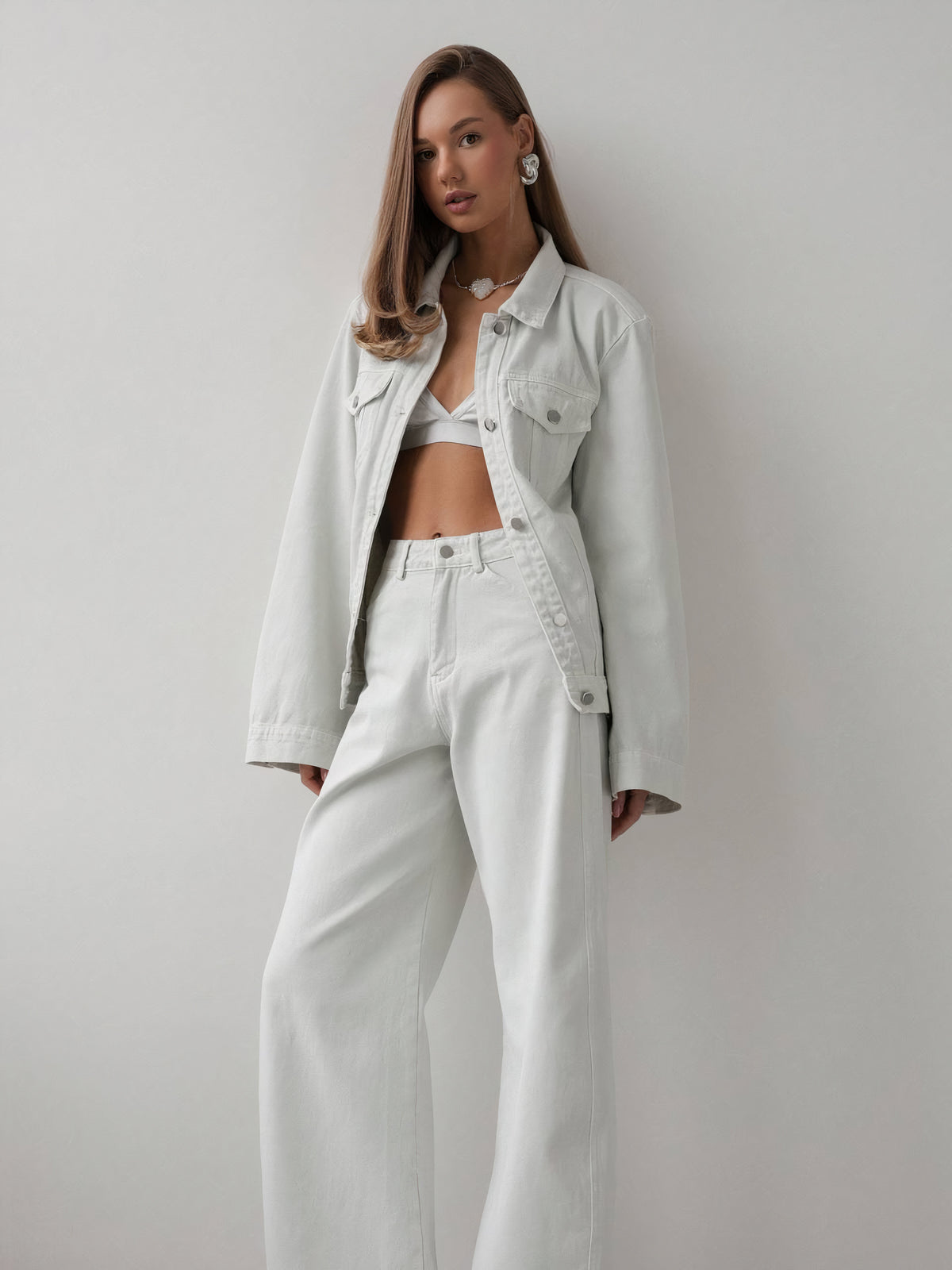 Veste en denim blanc albâtre