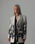 Chaqueta oversize gris estampada