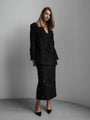 Schwarze strukturierte Oversize-Jacke