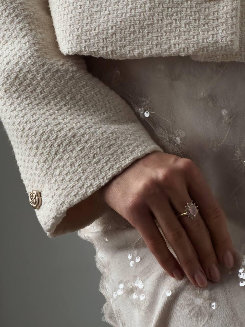 Elegant Beige Tweed Jacket - Maelle Paris