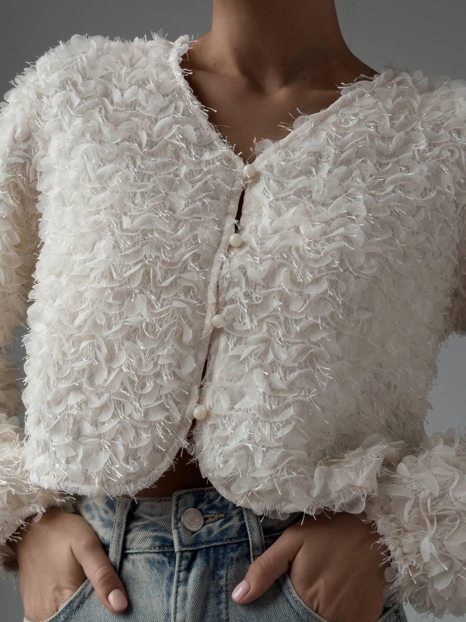 Elegant Fluffy Crop Jacket - Maelle Paris
