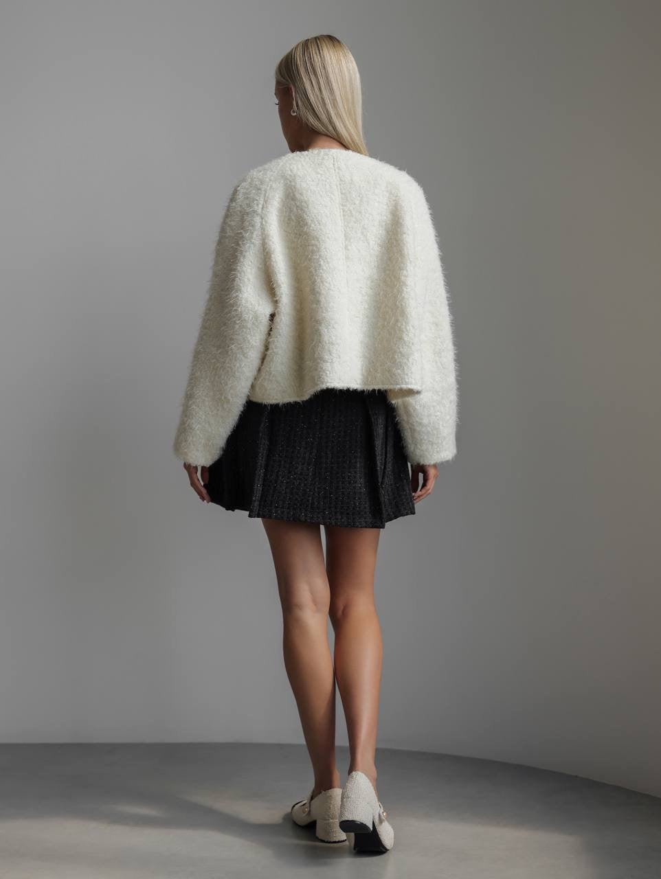 Veste blanche douce effet peluche