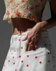 Stylish Heart-Patterned White Pants - Maelle Paris