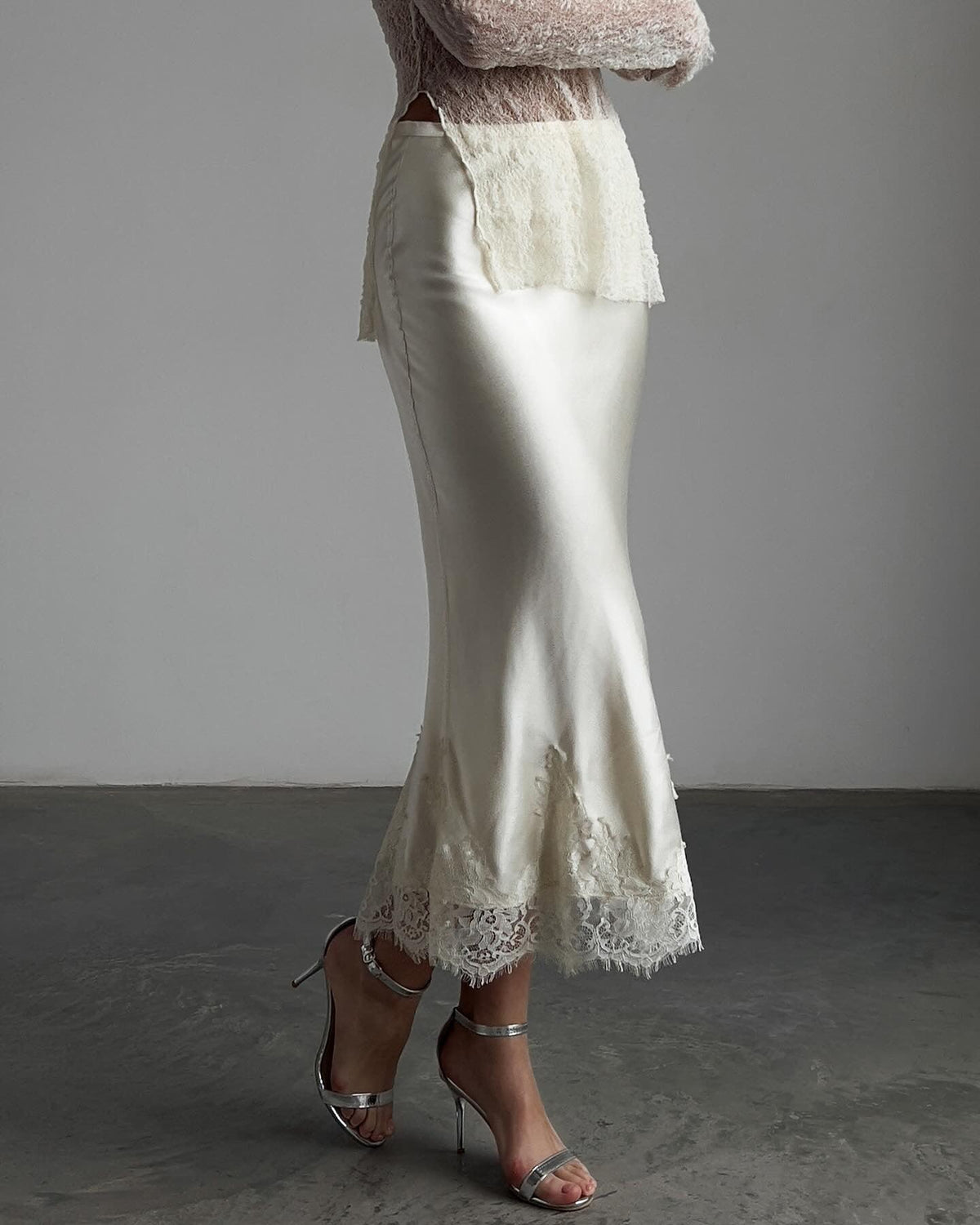 Satin Midi Skirt - Maelle Paris