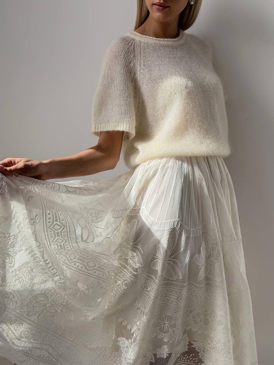 White Lace Skirt - Maelle Paris