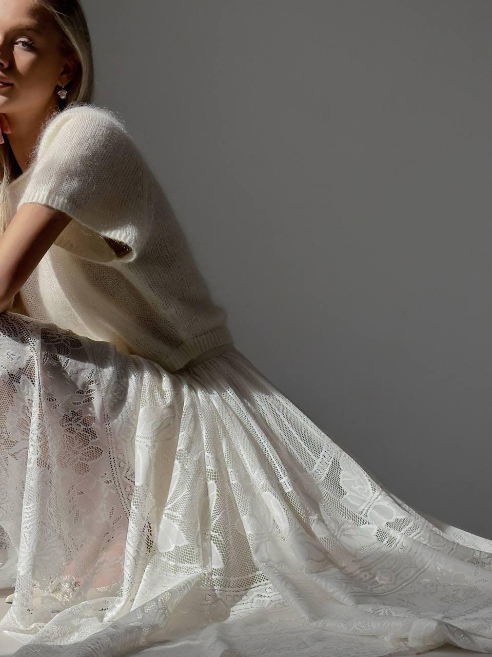 White Lace Skirt - Maelle Paris