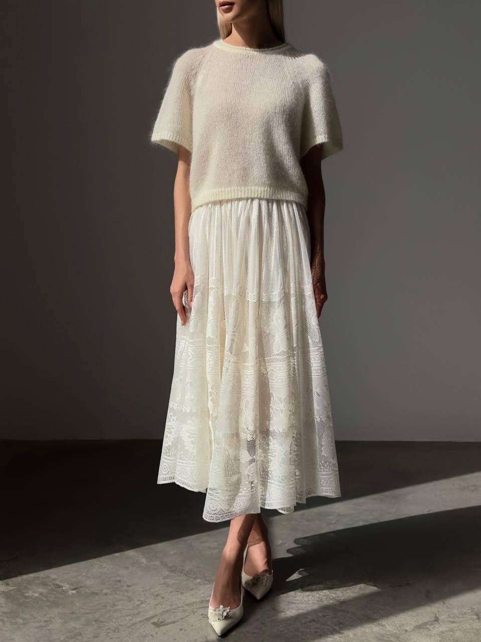 White Lace Skirt - Maelle Paris