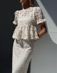 Elegant Lace Midi Suit - Maelle Paris