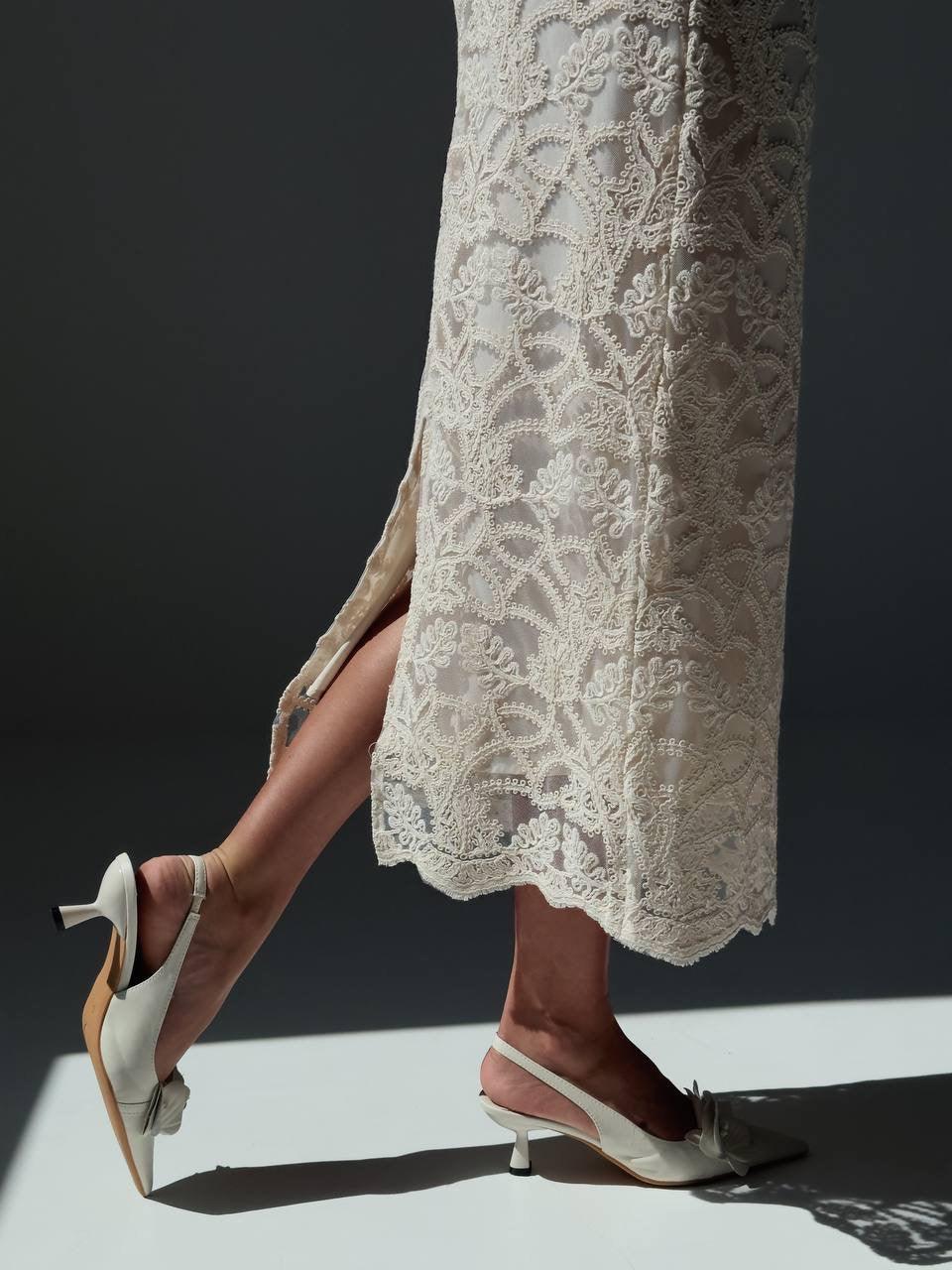 Elegant Lace Midi Suit - Maelle Paris