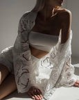 Elegant White Lace Suit - Maelle Paris