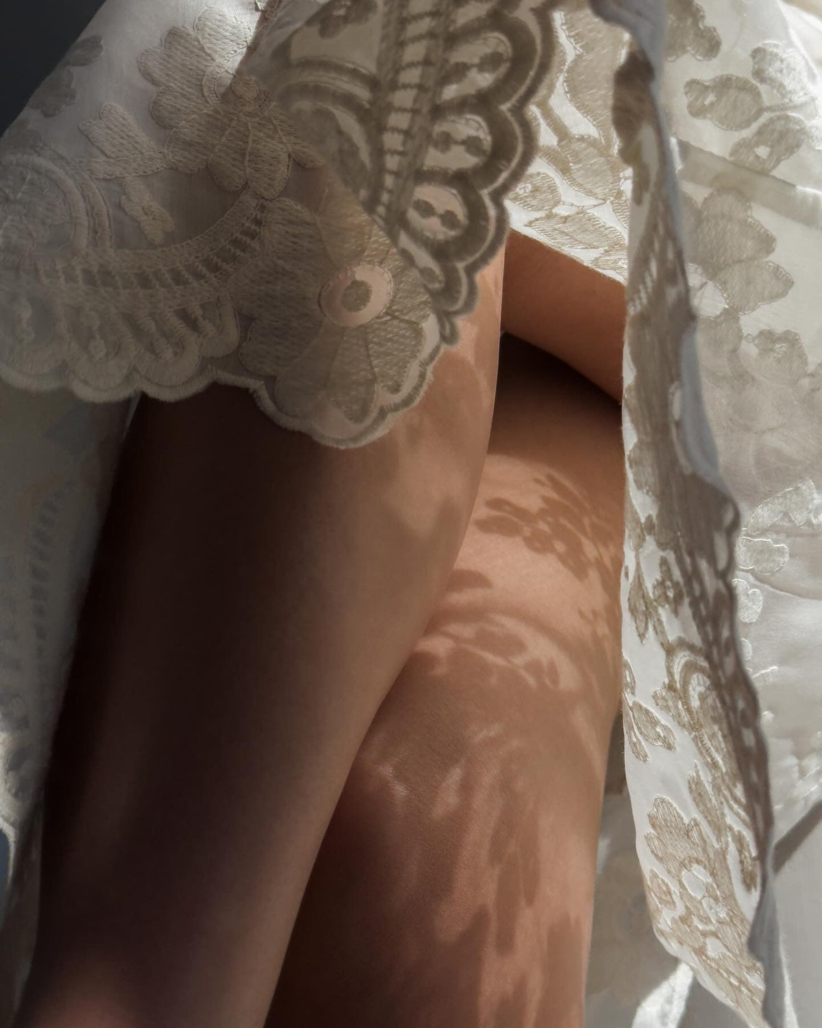 Elegant White Lace Detail Suit - Maelle Paris