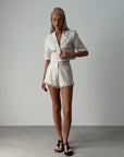 Elegant Beige Short Suit - Maelle Paris
