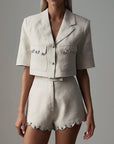 Elegant Beige Short Suit - Maelle Paris