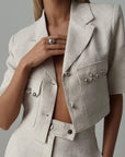 Elegant Beige Short Suit - Maelle Paris