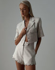 Elegant Beige Short Suit - Maelle Paris