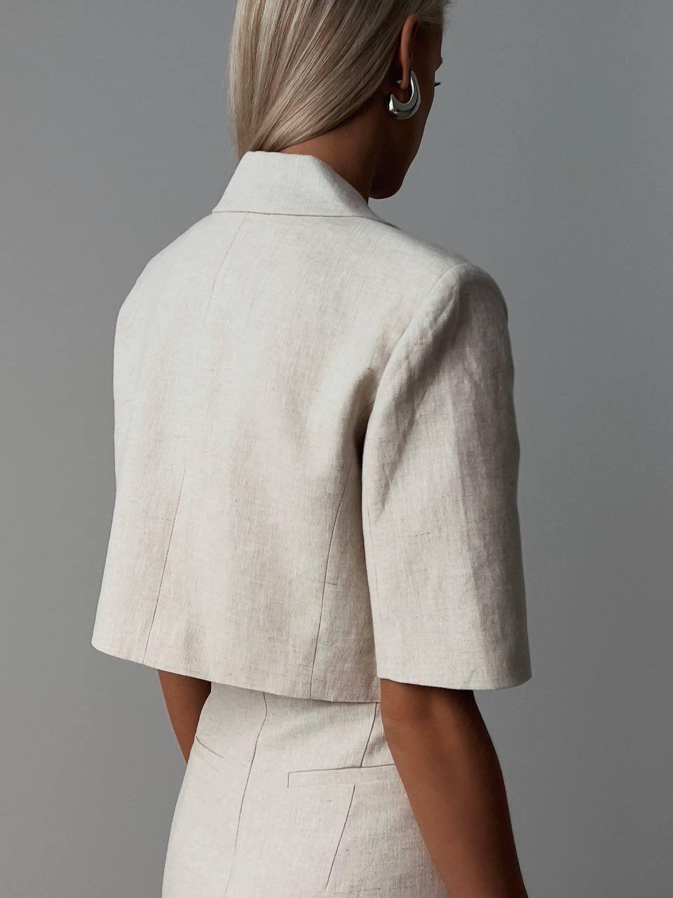 Elegant Beige Short Suit - Maelle Paris