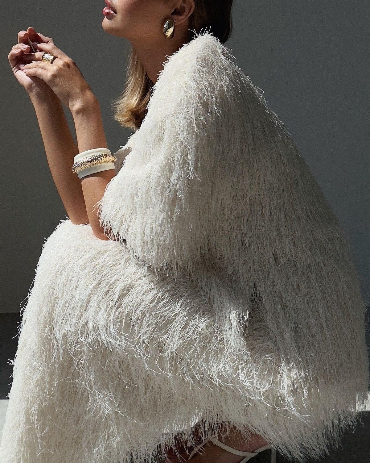 Elegant Feathered Suit - Maelle Paris