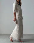 Elegant Feathered Suit - Maelle Paris