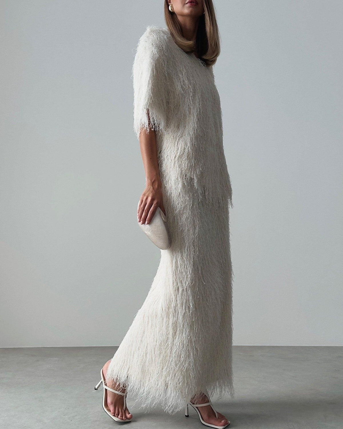 Elegant Feathered Suit - Maelle Paris