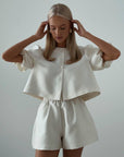 Elegant White Two-Piece Suit - Maelle Paris