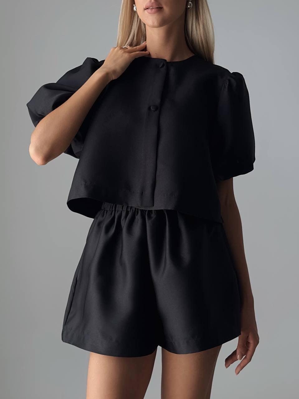 Elegant Black Two-Piece Suit - Maelle Paris