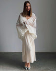 Elegant White Floral Embroidered Suit Set - Maelle Paris