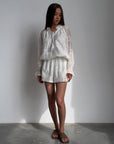 Elegant White Lace Embroidered Suit - Maelle Paris