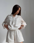 Elegant White Lace Embroidered Suit - Maelle Paris