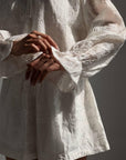 Elegant White Lace Embroidered Suit - Maelle Paris