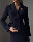 Elegant Dark Blue Suit Dress - Maelle Paris