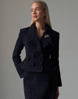 Elegant Dark Blue Suit Dress - Maelle Paris